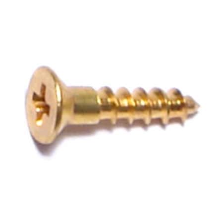 Midwest Fastener Wood Screw, #4, 1/2 in, Plain Brass Flat Head Phillips Drive, 100 PK 02844